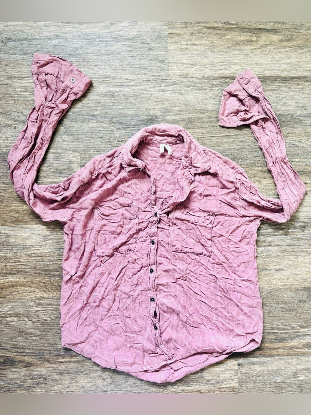 Men's Casual Long-Sleeve Button-Up Shirt — Dusty Rose
